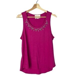 Two Vince Camuto Hot Pink Embellished Scoop Neck Tank Top M